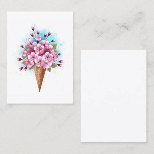 Carte De Réduction Cône rose Sakura crème glacée gaufre (Devant / Derrière)