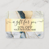 Carte De Réduction Confetti en or chic, Or en marbre (Devant)