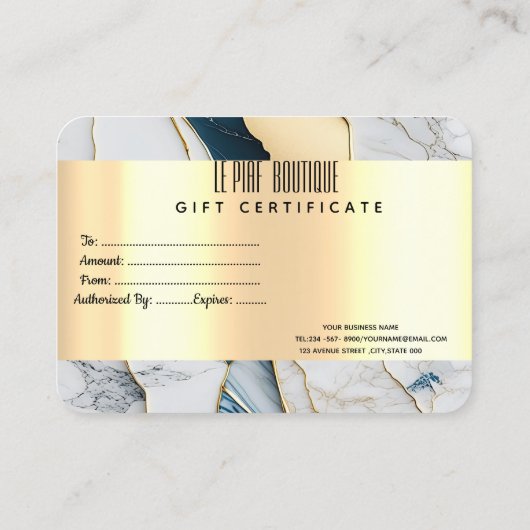 Carte De Réduction Confetti en or chic, Or en marbre (Dos)