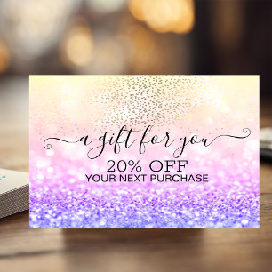 Carte De Réduction Confettis dorés chic, Bokeh ombré pailleté