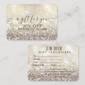 Carte De Réduction Confettis dorés chic, Bokeh pailleté (Devant / Derrière)