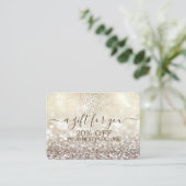 Carte De Réduction Confettis dorés chic, Bokeh pailleté (Debout devant)