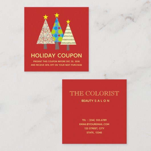 Carte de réduction Coupon de vacances (Devant / Derrière)