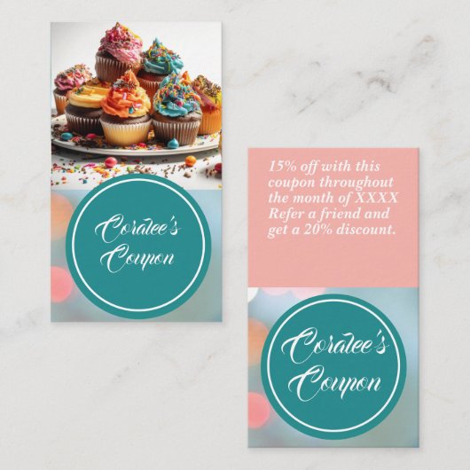 Carte de réduction Coupon personnalisable (Devant / Derrière)