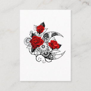Carte De Réduction Croissant mécanique avec roses rouges
