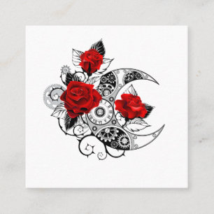 Carte De Réduction Croissant mécanique avec roses rouges