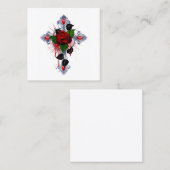 Carte De Réduction Croix d'argent avec une rose rouge (Devant / Derrière)