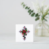 Carte De Réduction Croix d'argent avec une rose rouge (Debout devant)