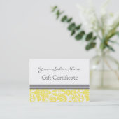 Carte De Réduction Damassé de gris de jaune de certificat-prime de (Debout devant)