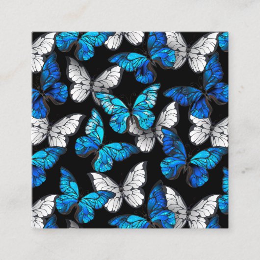 Carte De Réduction Dark Seamless Pattern with Blue Butterflies Morpho (Devant)