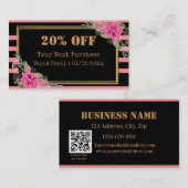 Carte de réduction de code QR floral (Devant / Derrière)