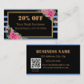 Carte de réduction de code QR floral (Devant / Derrière)