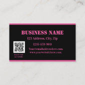 Carte de réduction de code QR florale Black Pink S (Dos)