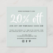 Carte de réduction de coupon de script bleu clair (Dos)