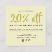 Carte de réduction de coupon de script jaune moder (Dos)