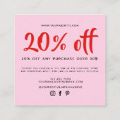 Carte de réduction de coupon de script rose modern (Dos)