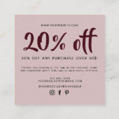 Carte de réduction de coupon de script rose modern (Dos)