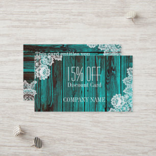 Carte De Réduction dentelle rustique turquoise grange bleue escompte