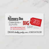 Carte De Réduction Diva accessoire : Vendeur de mode de bijoux (Dos)