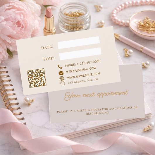 Carte De Réduction Dusty pink QR customer client appointment card