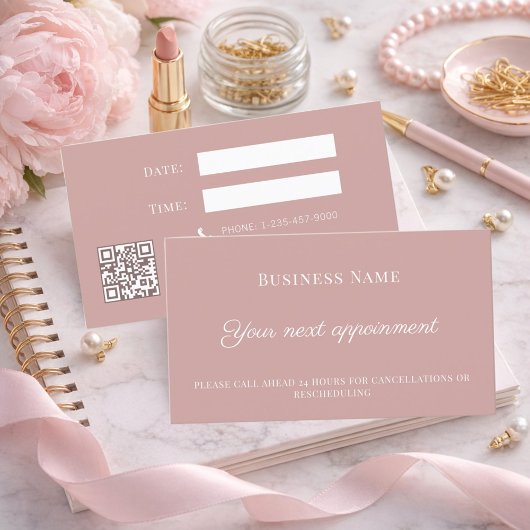 Carte De Réduction Dusty pink QR customer client appointment card