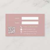 Carte De Réduction Dusty pink QR customer client appointment card (Dos)