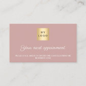 Carte De Réduction Dusty rose QR business logo appointment card (Devant)