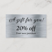 Carte De Réduction Élégant argent métallique (Devant)