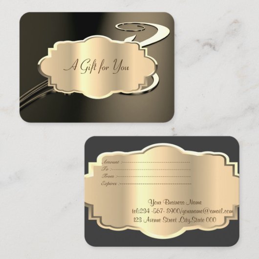 Carte De Réduction Élégant cadre moderne en or à spirale (Devant / Derrière)