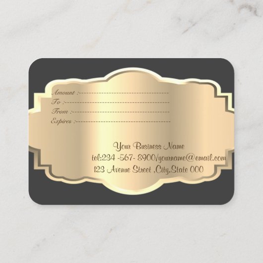 Carte De Réduction Élégant cadre moderne en or à spirale (Dos)