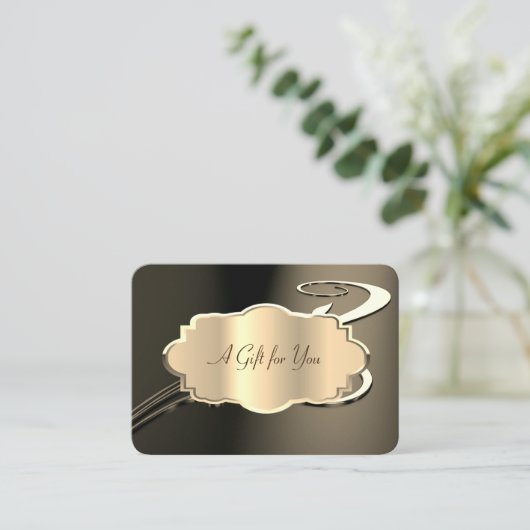 Carte De Réduction Élégant cadre moderne en or à spirale (Debout devant)