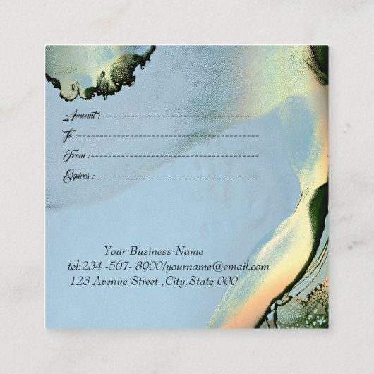 Carte De Réduction Elégant cadre or, Confetti encre d'alcool (Dos)