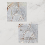 Carte De Réduction Elégant Cadre Or, Marbre Confetti (Devant / Derrière)
