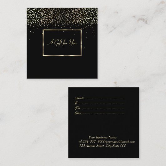 Carte De Réduction Elégant Cadre Or Moderne, Confetti (Devant / Derrière)