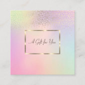Carte De Réduction Elégant Cadre Or Moderne, Confetti Holographique (Devant)
