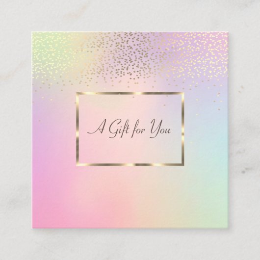 Carte De Réduction Elégant Cadre Or Moderne, Confetti Holographique (Devant)
