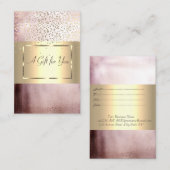 Carte De Réduction Elégant Cadre Or Moderne, Rose Or Confetti (Devant / Derrière)