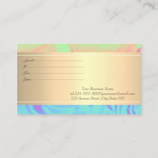 Carte De Réduction Elégant cadre tendance Confetti Ombre Holographiqu (Dos)