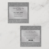 Carte De Réduction Élégant Chic Parties scintillant d'huile d'argent (Devant / Derrière)