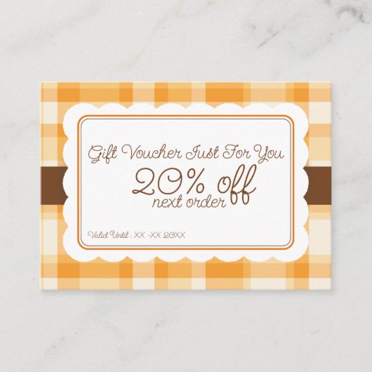 Carte De Réduction Élégant classique automne Plaid Motif cadeau (Devant)