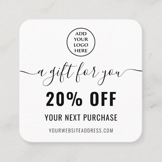 Carte De Réduction Élégant code QR Loyauté Logo d'entreprise Noir Bla (Devant)