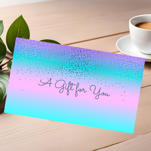 Carte De Réduction Elégant Confetti Holographic Ombre