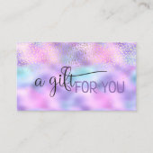 Carte De Réduction Élégant Confetti Holographique Iridescente (Devant)