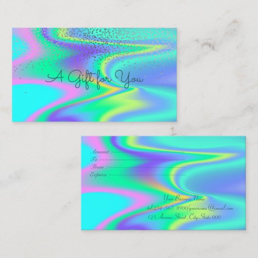 Carte De Réduction Élégant Confetti moderne Holographique (Devant / Derrière)