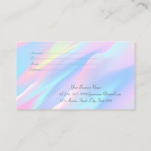 Carte De Réduction Élégant Confetti moderne Holographique Abstrait (Dos)