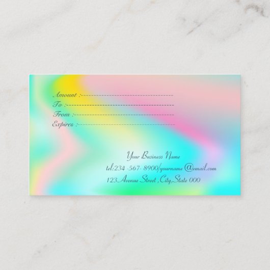 Carte De Réduction Elégant Confetti moderne Rainbow Holographic (Dos)