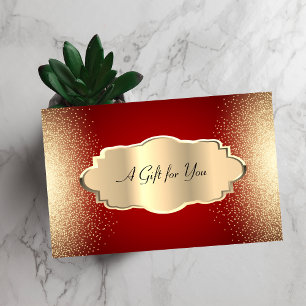 Carte De Réduction Elégant Confetti moderne, Rouge, Cadre Or