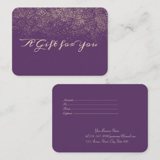 Carte De Réduction Élégant Confetti moderne violet (Devant / Derrière)