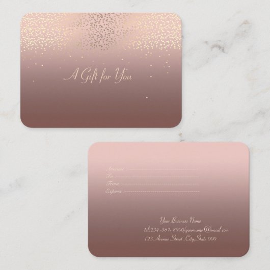 Carte De Réduction Elégant Confetti Or Moderne (Devant / Derrière)