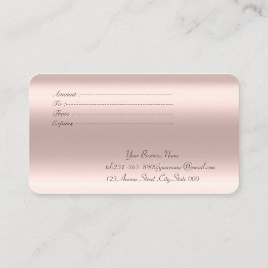 Carte De Réduction Elégant Confetti Or Rose brillant (Dos)